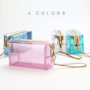 4Pcs Waterproof Cosmetic Bags PVC Transparent Zippered Toiletry Bag